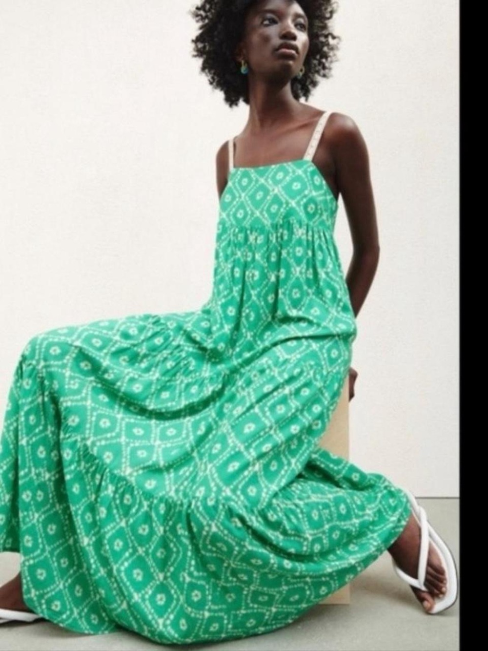 Zara Green Printed Maxi Dress size L
